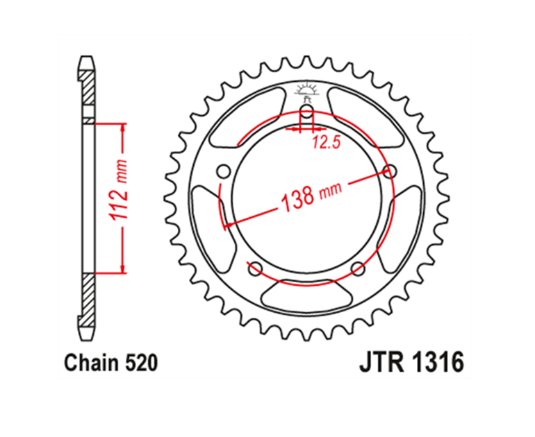 COROJA JT 1316 de acero con 43 dientes